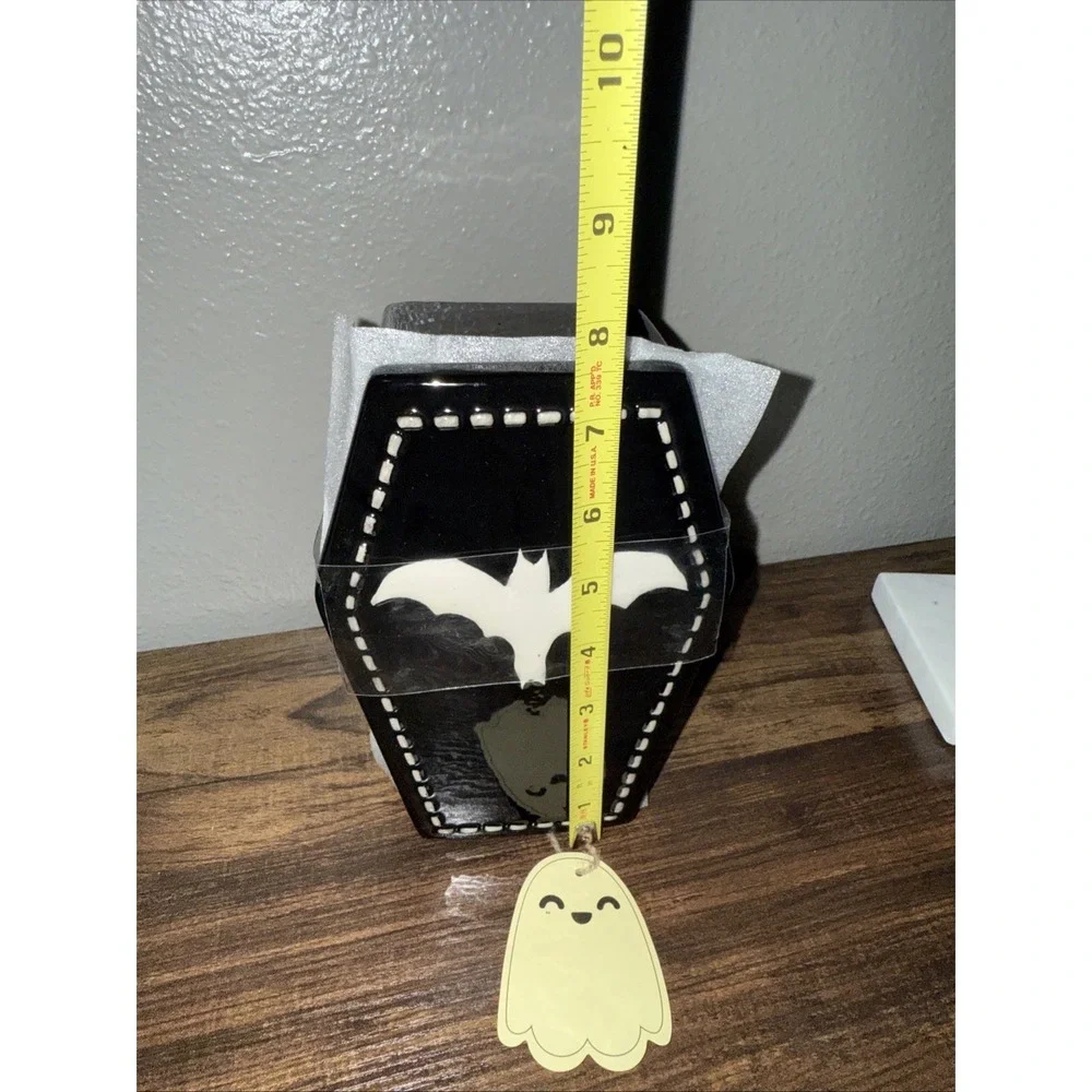 Strawberry Street Halloween Ceramic Canister Coffin Bat‎ NEW Goth Decor